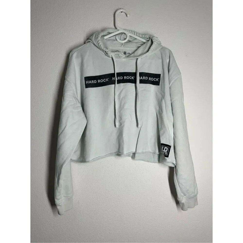 Hard Rock Active Everyday Wear Hoodie Crop Top Hood Hooded Size L Relaxed